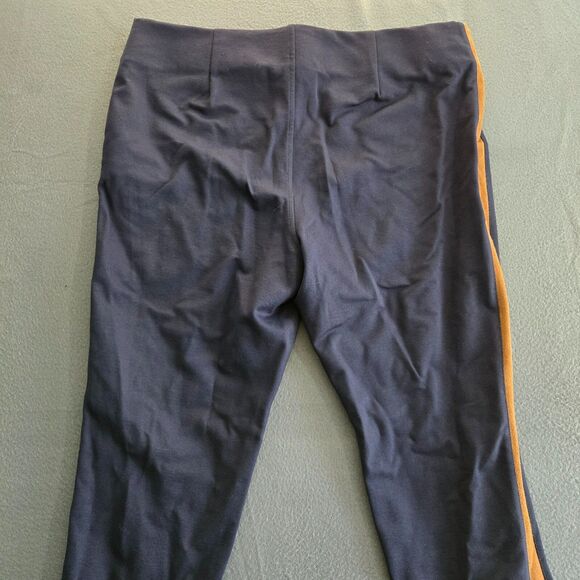 Lauren Ralph Lauren L Viscose Ponte Suede Striped Slim Pull On Navy Pants - Picture 4 of 12